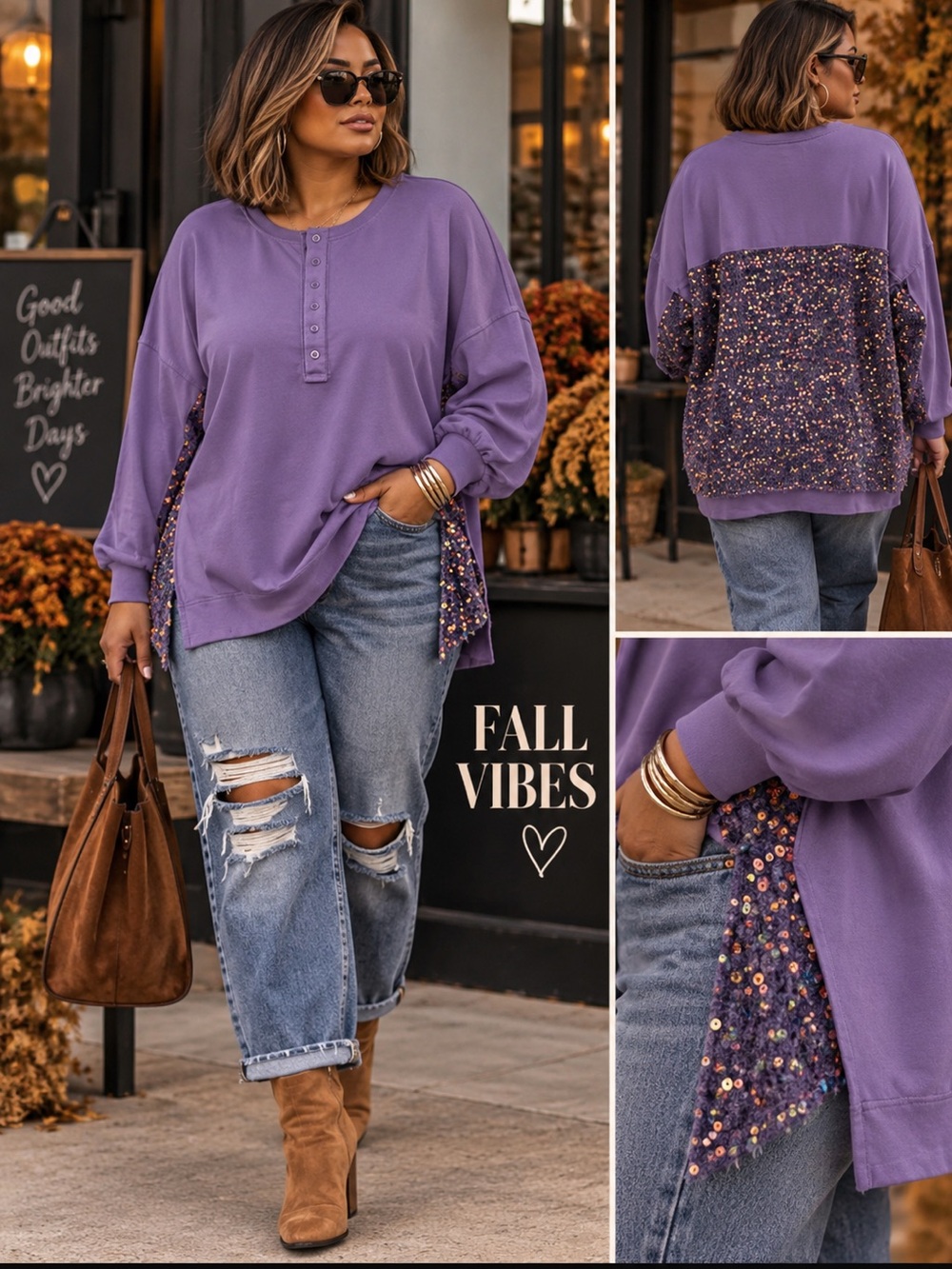 Purple sequins light weight sweater